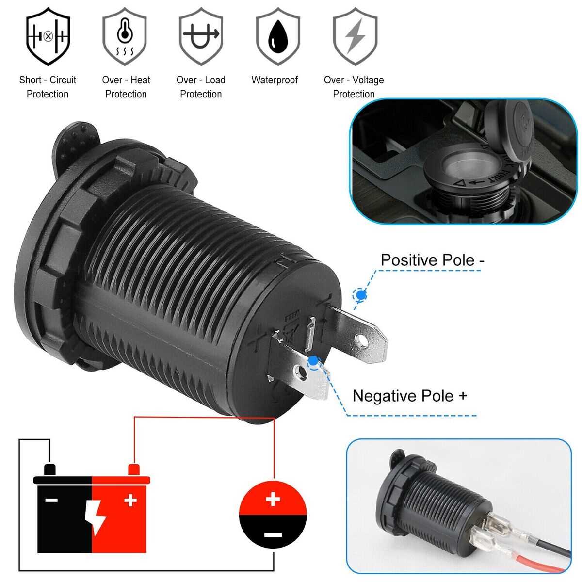 12v cigarette lighter socket wiring diagram