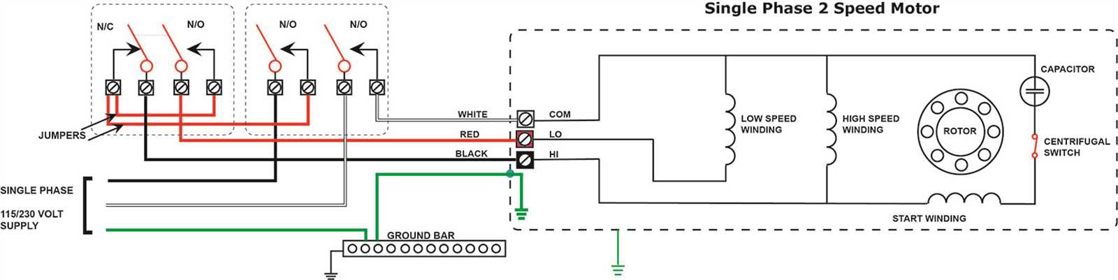 2 speed single phase motor wiring diagram