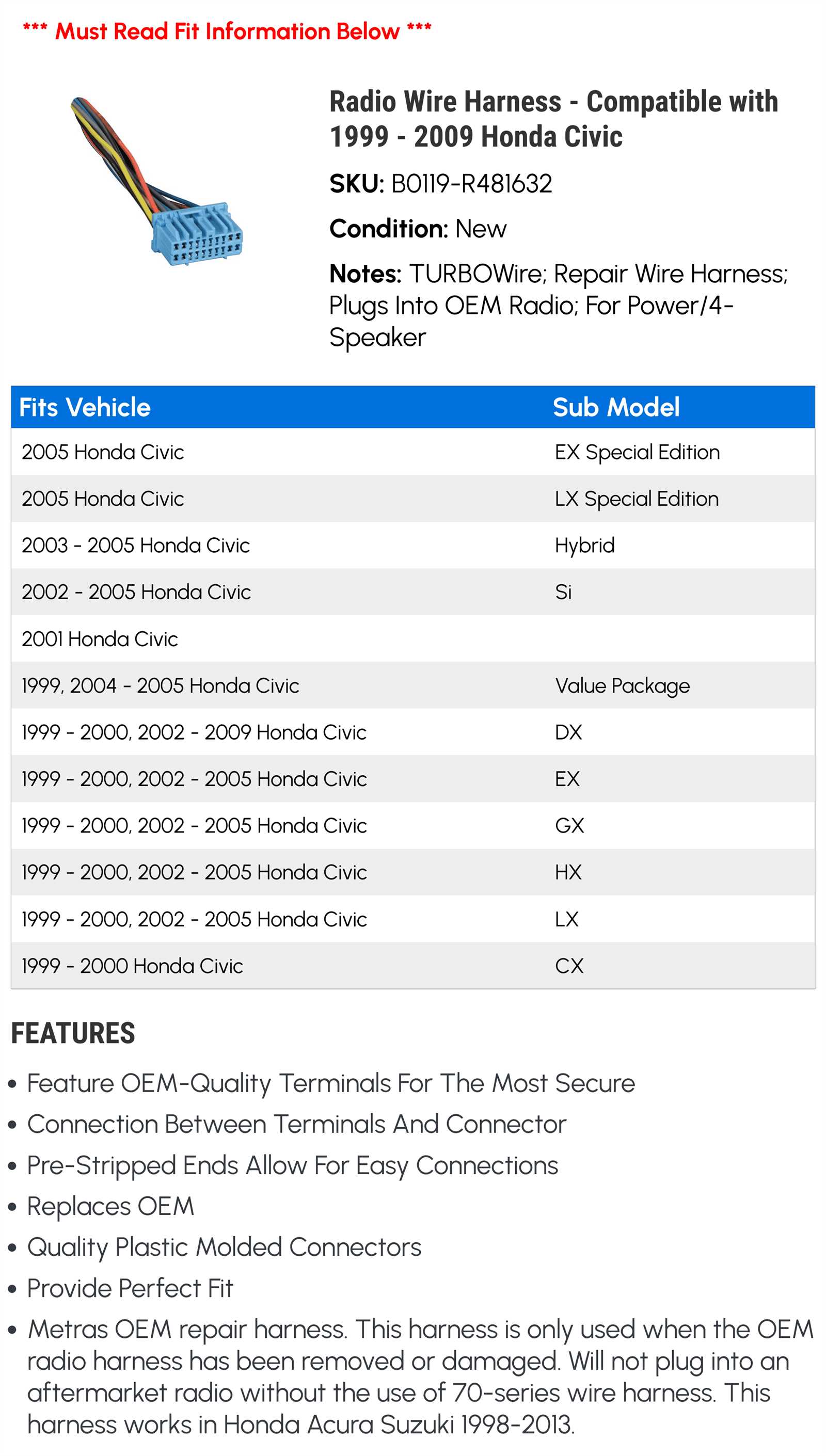 2009 honda civic radio wiring diagram