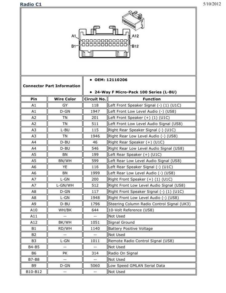 2010 chevy impala radio wiring diagram