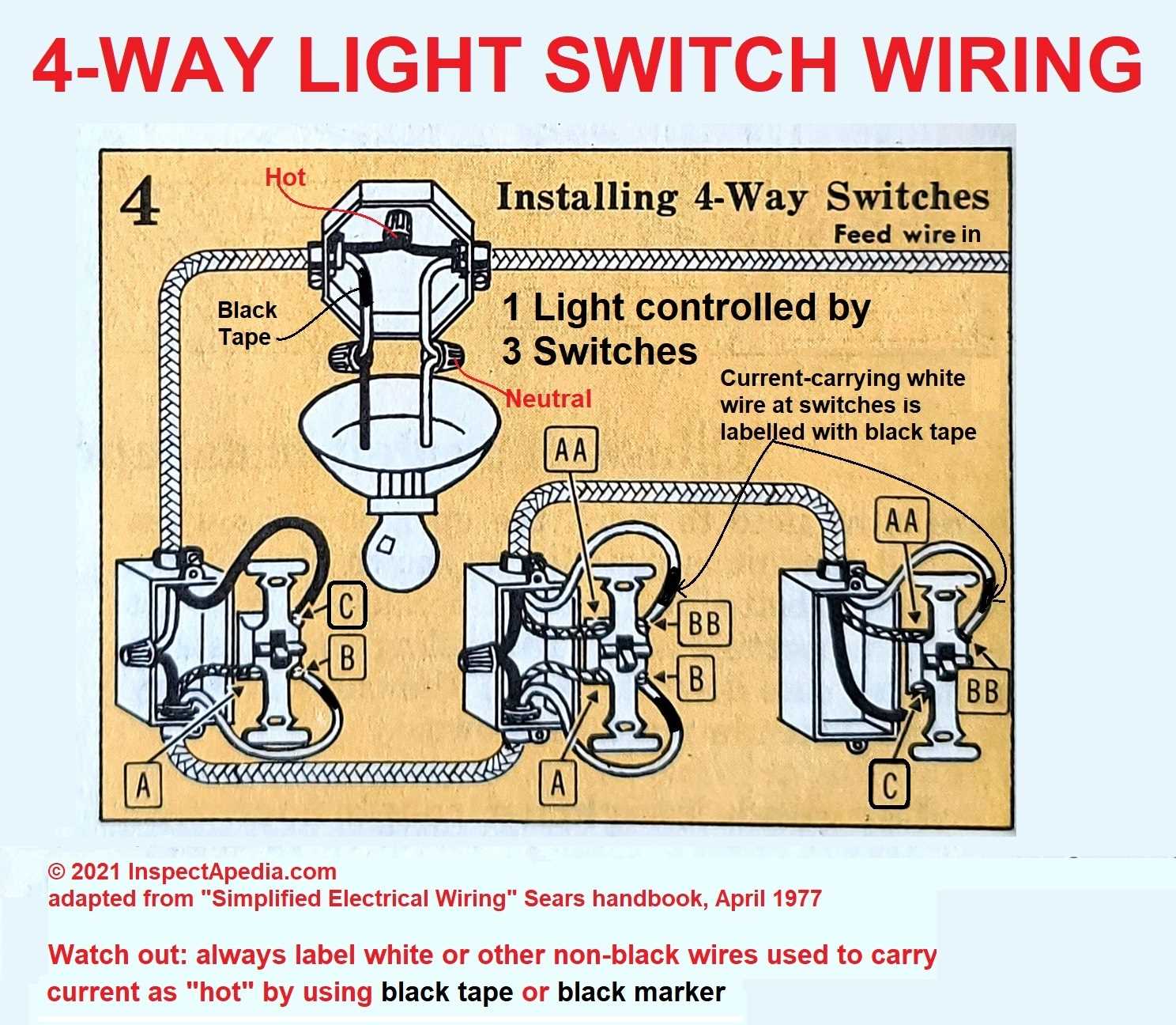 4 way light switch wiring diagram