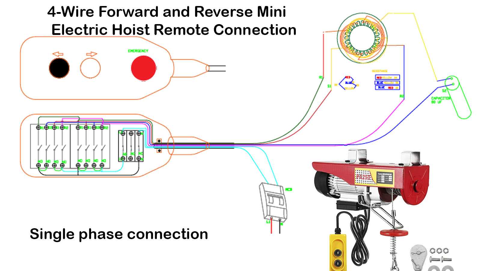 electric hoist single phase hoist wiring diagram