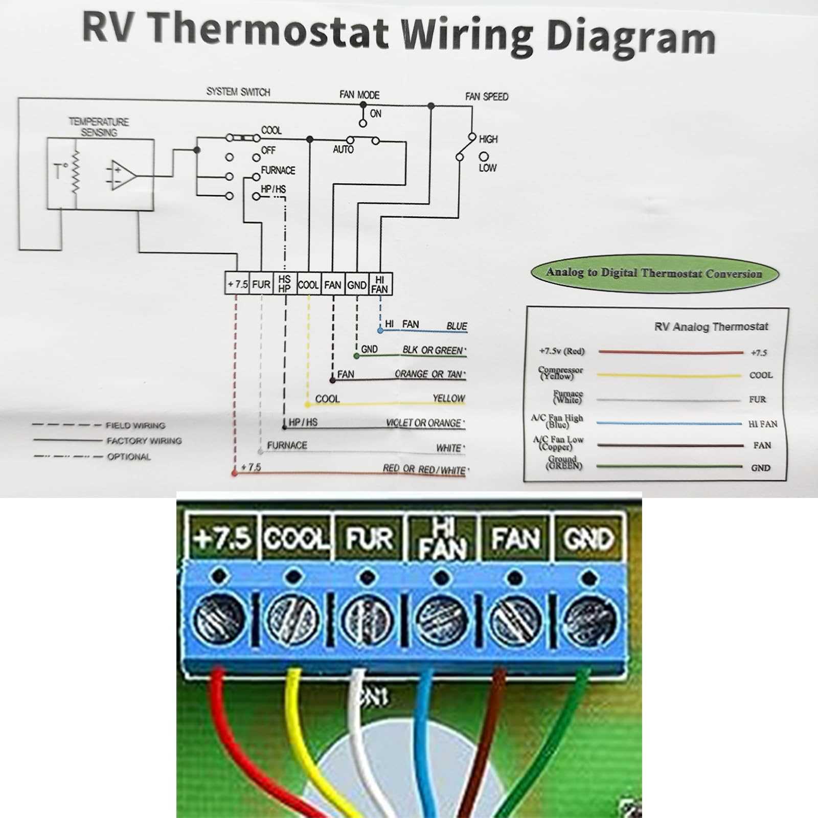 rv thermostat wiring diagram 6 wire