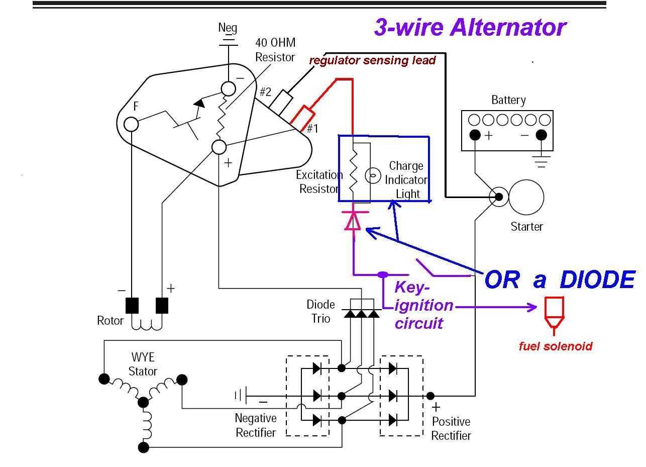 three wire 3 wire alternator wiring diagram