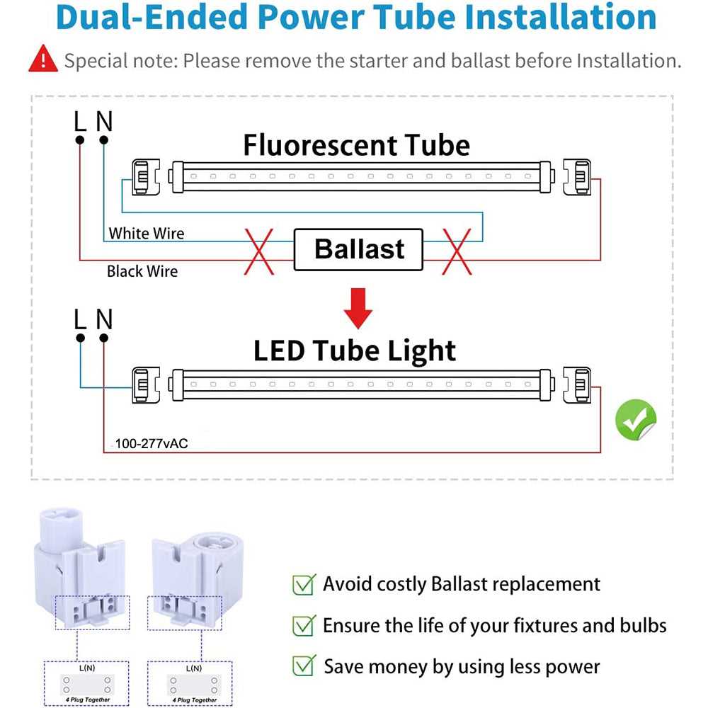 wiring diagram convert fluorescent to led