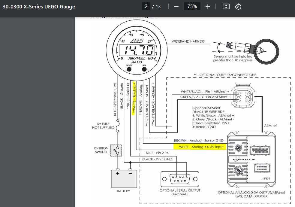 aem air fuel gauge wiring diagram