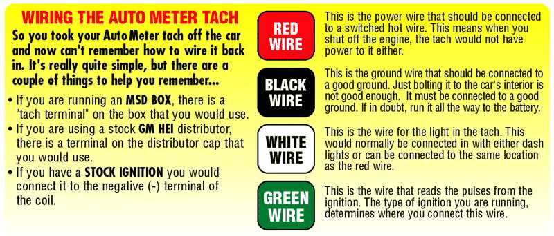 auto gauge tachometer wiring diagram