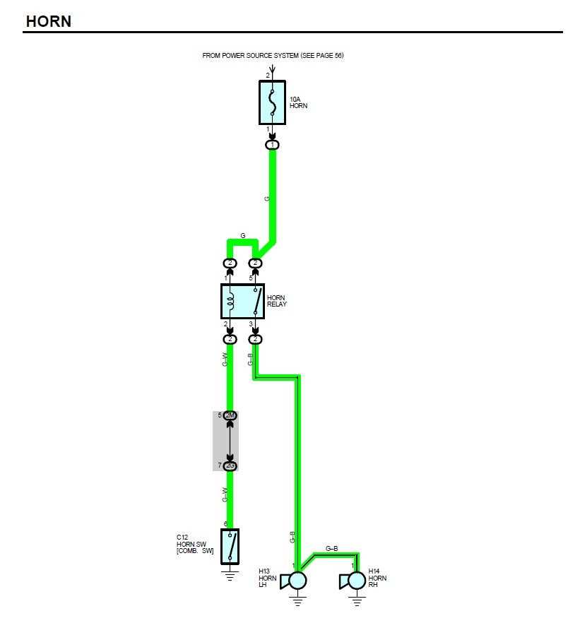 wiring diagram of horn