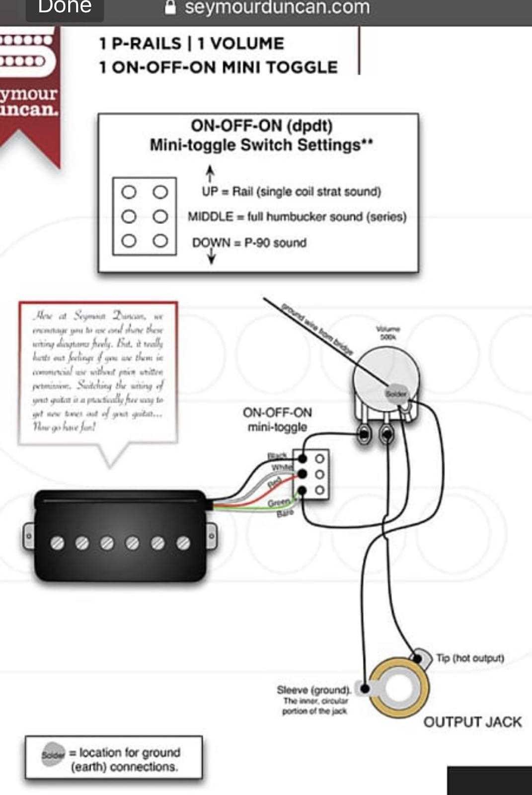 one humbucker wiring diagram