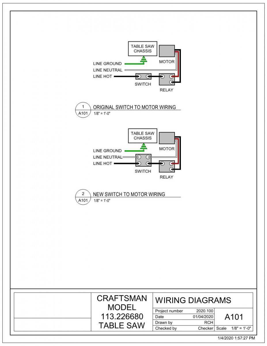 craftsman table saw switch wiring diagram