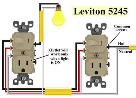 outlet switch combo wiring diagram