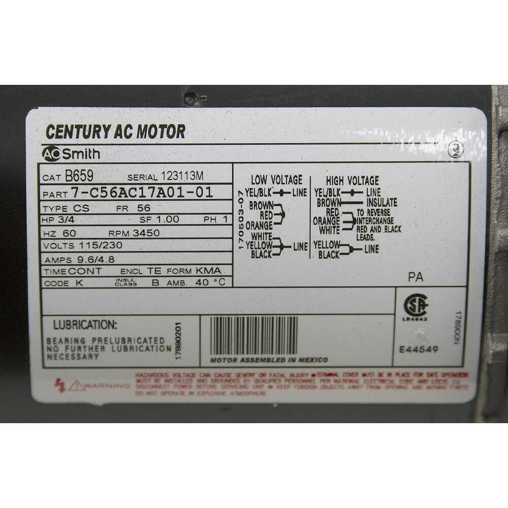 century ac motor wiring diagram 115 230 volts