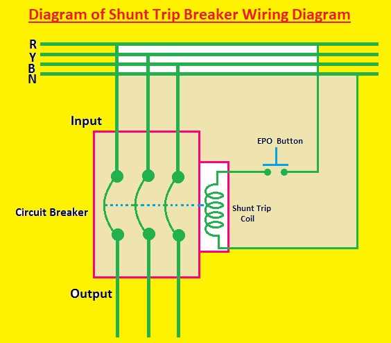 shunt trip breaker wiring diagram