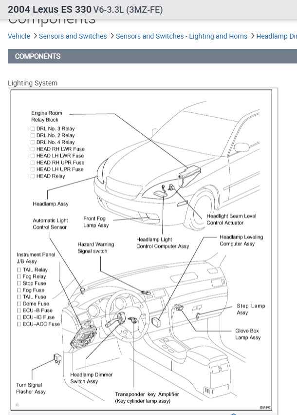 2004 2007 lexus es330 wiring diagram door lh