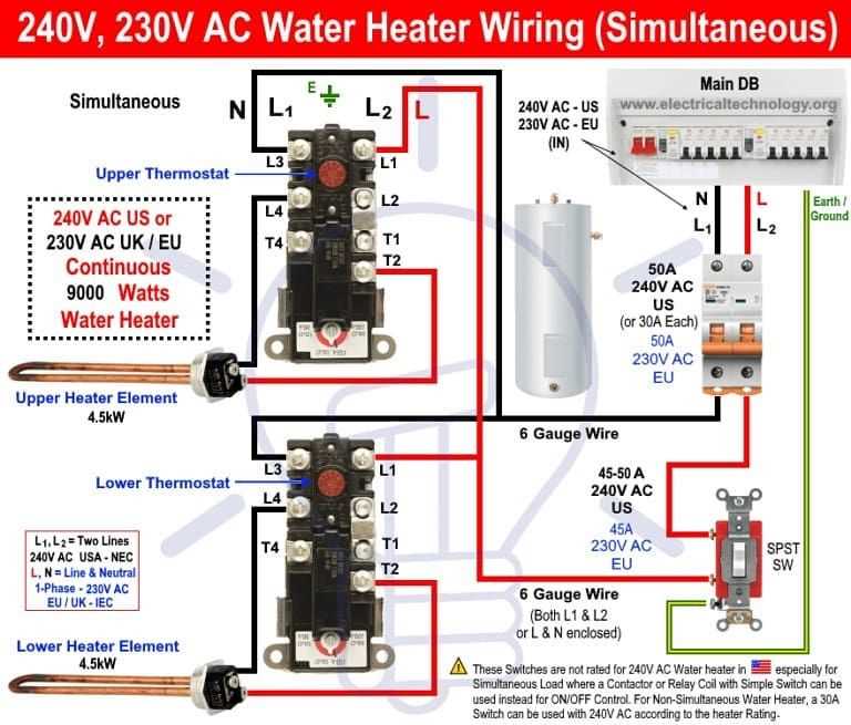 wiring diagram for a water heater