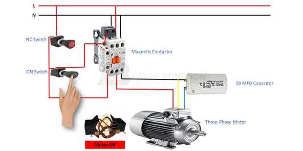 wiring diagram for three phase motor